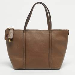 Pre Owned Dolce & Gabbana Dark Beige Leather Miss Escape Tote