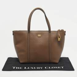 Pre Owned Dolce & Gabbana Dark Beige Leather Miss Escape Tote