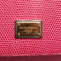 Pre Owned Dolce & Gabbana Fuchsia Lizard Embossed Leather Medium Miss Sicily Top Handle Bag