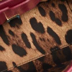 Pre Owned Dolce & Gabbana Fuchsia Lizard Embossed Leather Medium Miss Sicily Top Handle Bag