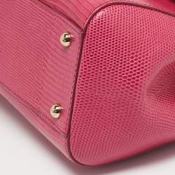 Pre Owned Dolce & Gabbana Fuchsia Lizard Embossed Leather Medium Miss Sicily Top Handle Bag