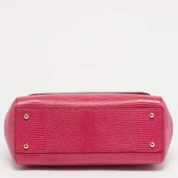 Pre Owned Dolce & Gabbana Fuchsia Lizard Embossed Leather Medium Miss Sicily Top Handle Bag
