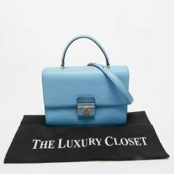 Pre Owned Dolce & Gabbana Light Blue Leather Rosalia Top Handle Bag