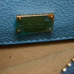 Pre Owned Dolce & Gabbana Light Blue Leather Rosalia Top Handle Bag