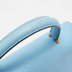 Pre Owned Dolce & Gabbana Light Blue Leather Rosalia Top Handle Bag
