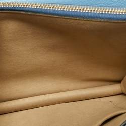 Pre Owned Dolce & Gabbana Light Blue Leather Rosalia Top Handle Bag