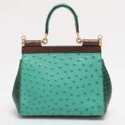 Pre Owned Dolce & Gabbana Multicolor Mix Exotic Small Miss Sicily Top Handle Bag