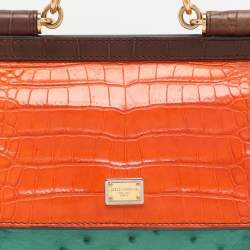 Pre Owned Dolce & Gabbana Multicolor Mix Exotic Small Miss Sicily Top Handle Bag