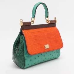 Pre Owned Dolce & Gabbana Multicolor Mix Exotic Small Miss Sicily Top Handle Bag