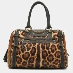 مملوكة مسبقًا Dolce & Gabbana Brown/Black Leopard Print Calf Hair Miss Easy Way Satchel