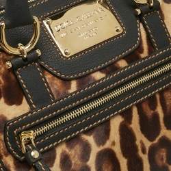 Pre Owned Dolce & Gabbana Brown/Black Leopard Print Calf Hair Miss Easy Way Satchel