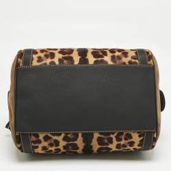 Pre Owned Dolce & Gabbana Brown/Black Leopard Print Calf Hair Miss Easy Way Satchel