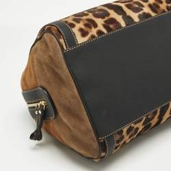 Pre Owned Dolce & Gabbana Brown/Black Leopard Print Calf Hair Miss Easy Way Satchel