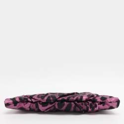 Pre Owned Dolce & Gabbana Purple Leopard Print Satin Miss Lady Clutch