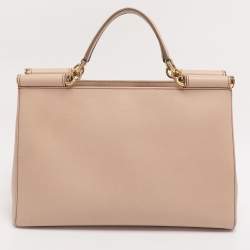 Pre Owned Dolce & Gabbana Beige Leather Miss Sicily Satchel