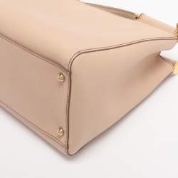 Pre Owned Dolce & Gabbana Beige Leather Miss Sicily Satchel