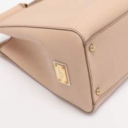 Pre Owned Dolce & Gabbana Beige Leather Miss Sicily Satchel
