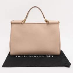 Pre Owned Dolce & Gabbana Beige Leather Miss Sicily Satchel