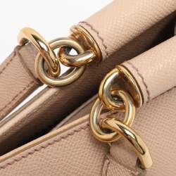 Pre Owned Dolce & Gabbana Beige Leather Miss Sicily Satchel