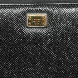 Pre Owned Dolce & Gabbana Black Leather Zip Around Wallet