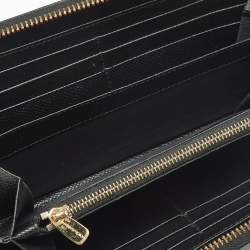 Pre Owned Dolce & Gabbana Black Leather Zip Around Wallet