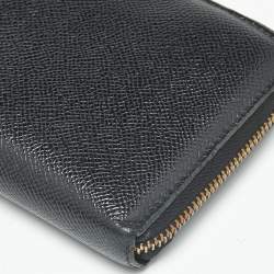 Pre Owned Dolce & Gabbana Black Leather Zip Around Wallet