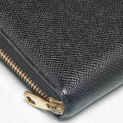 Pre Owned Dolce & Gabbana Black Leather Zip Around Wallet