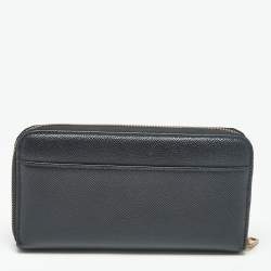 Pre Owned Dolce & Gabbana Black Leather Zip Around Wallet