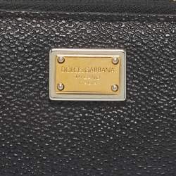 Pre Owned Dolce & Gabbana Black Leather Zip Around Wallet