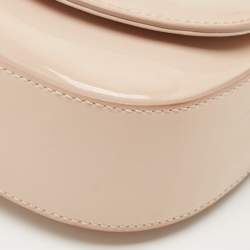 Pre Owned Dolce & Gabbana Beige Bambino Patent Leather Flap Crossbody Bag