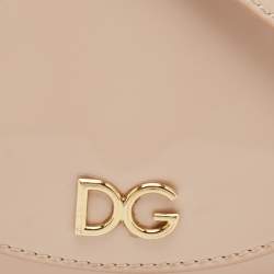 Pre Owned Dolce & Gabbana Beige Bambino Patent Leather Flap Crossbody Bag