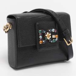 Pre Owned Dolce & Gabbana Black Lizard Embossed Leather DG Millennials Shoulder Bag