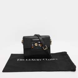 Pre Owned Dolce & Gabbana Black Lizard Embossed Leather DG Millennials Shoulder Bag