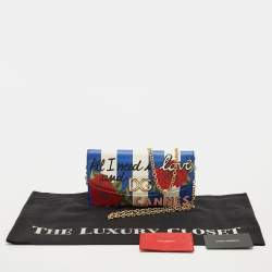 Pre Owned Dolce & Gabbana Multicolor Printed Leather Chain Clutch