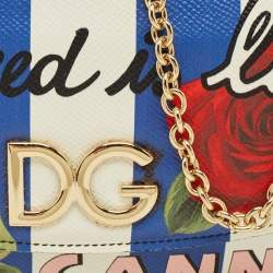Pre Owned Dolce & Gabbana Multicolor Printed Leather Chain Clutch