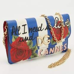Pre Owned Dolce & Gabbana Multicolor Printed Leather Chain Clutch
