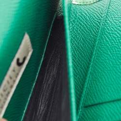 Pre Owned Dolce & Gabbana Green Leaf Print Leather Miss Sicily Von Wallet On Chain