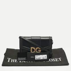 Pre Owned Dolce & Gabbana Black Leather DG Amore Clutch Bag
