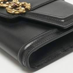Pre Owned Dolce & Gabbana Black Leather DG Amore Clutch Bag