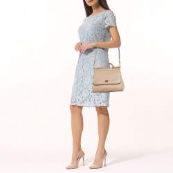 مملوكة مسبقًا Dolce & Gabbana Beige Leather Medium Miss Sicily Top Handle Bag