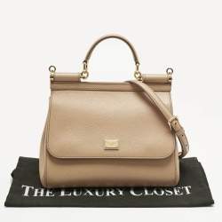 مملوكة مسبقًا Dolce & Gabbana Beige Leather Medium Miss Sicily Top Handle Bag