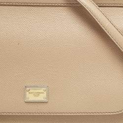 مملوكة مسبقًا Dolce & Gabbana Beige Leather Medium Miss Sicily Top Handle Bag