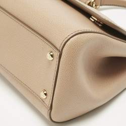 مملوكة مسبقًا Dolce & Gabbana Beige Leather Medium Miss Sicily Top Handle Bag