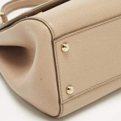 مملوكة مسبقًا Dolce & Gabbana Beige Leather Medium Miss Sicily Top Handle Bag