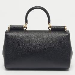 مملوكة مسبقًا Dolce & Gabbana Black Leather Mini Miss Sicily Top Handle Bag