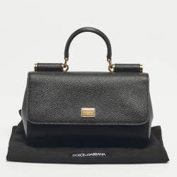 مملوكة مسبقًا Dolce & Gabbana Black Leather Mini Miss Sicily Top Handle Bag