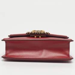 Pre Owned Dolce & Gabbana Red Leather Small Devotion Top Handle Bag