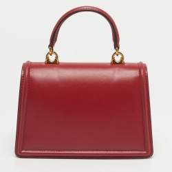 Pre Owned Dolce & Gabbana Red Leather Small Devotion Top Handle Bag