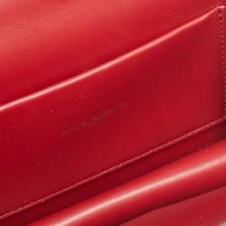 Pre Owned Dolce & Gabbana Red Leather Small Devotion Top Handle Bag