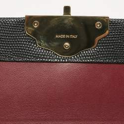 Pre Owned Dolce & Gabbana Black Lizard Embossed Leather Small Lucia Top Handle Bag